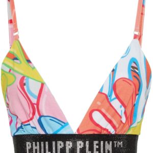 Philipp Plein Graffiti embellished-band triangle bra