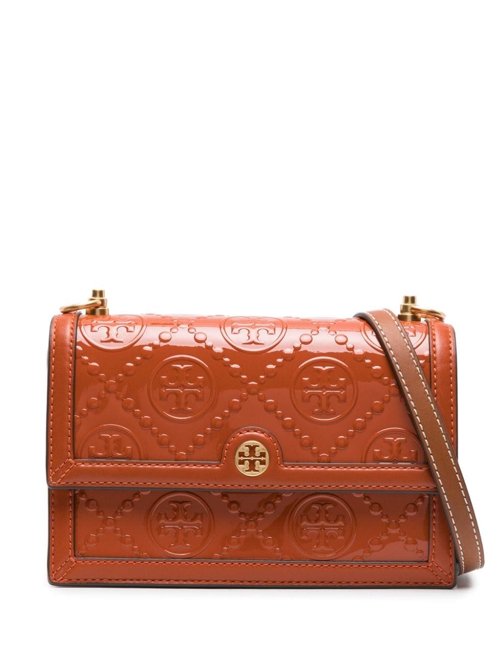 Tory Burch T Monogram patent-leather crossbody bag