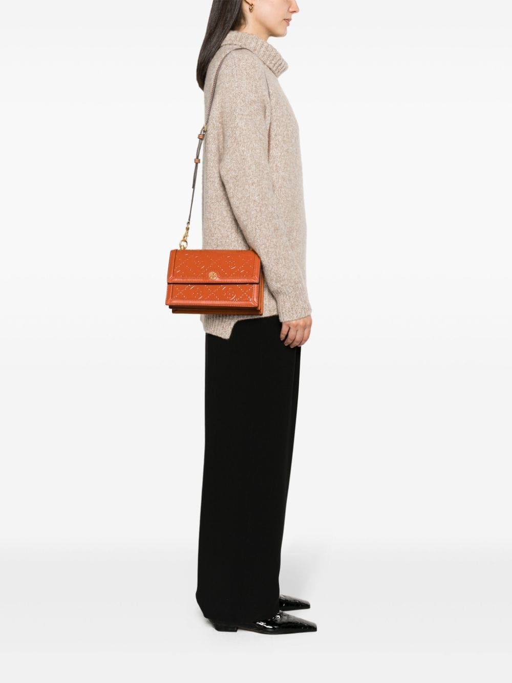 Tory Burch T Monogram patent-leather crossbody bag - Image 2