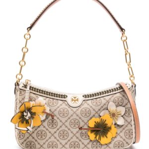 Tory Burch T Monogram floral-appliqué shoulder bag