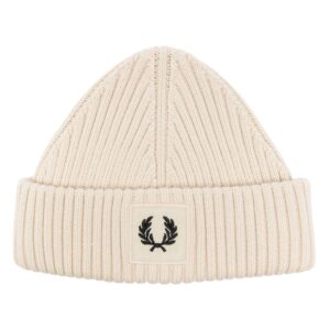 Fred Perry logo-appliqué ribbed beanie