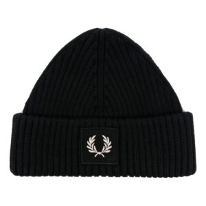 Fred Perry logo-patch ribbed beanie