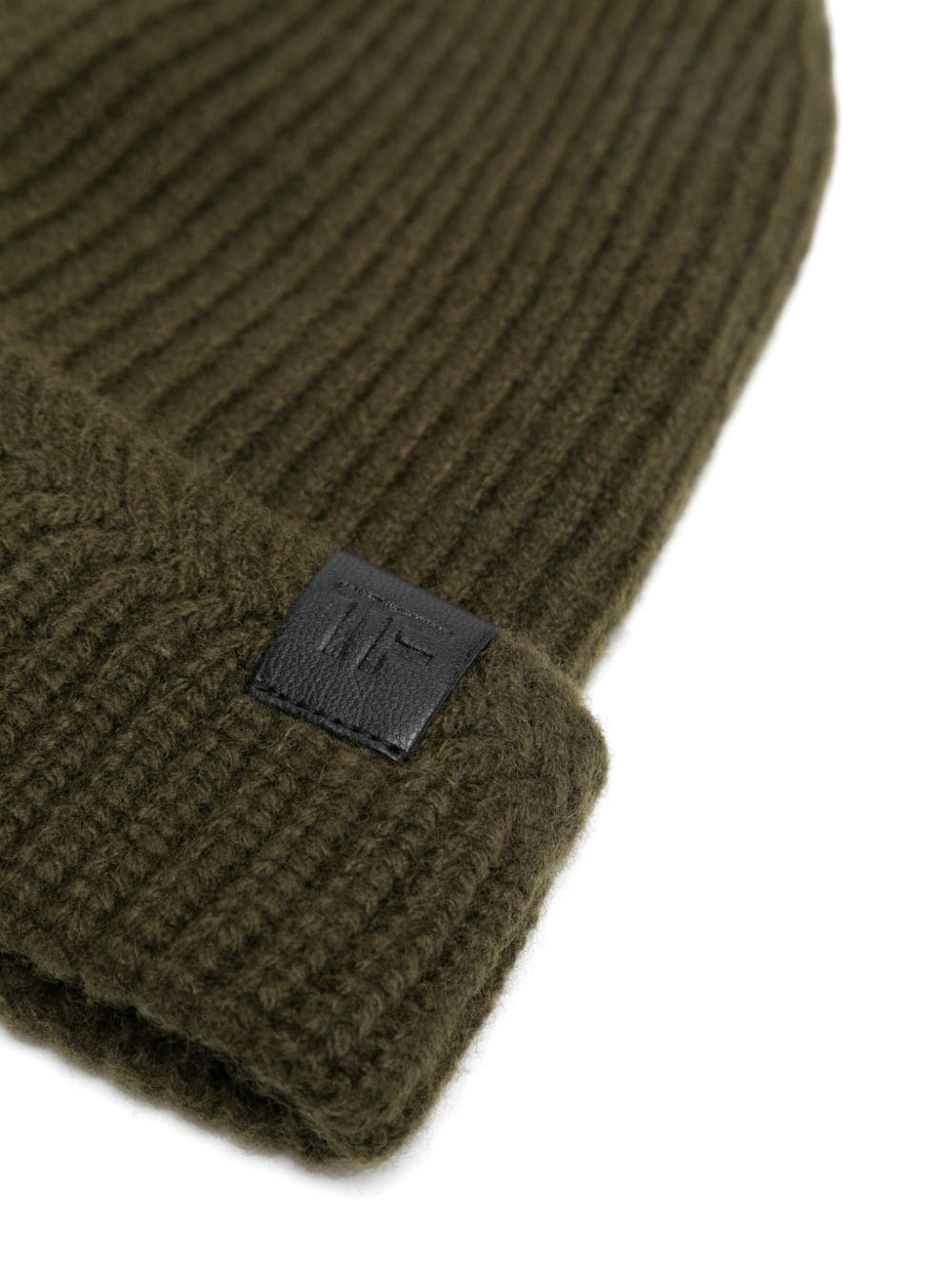 TOM FORD logo-patch ribbed beanie - Image 2