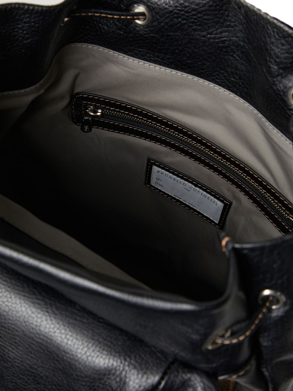 Brunello Cucinelli logo-print leather backpack - Image 5