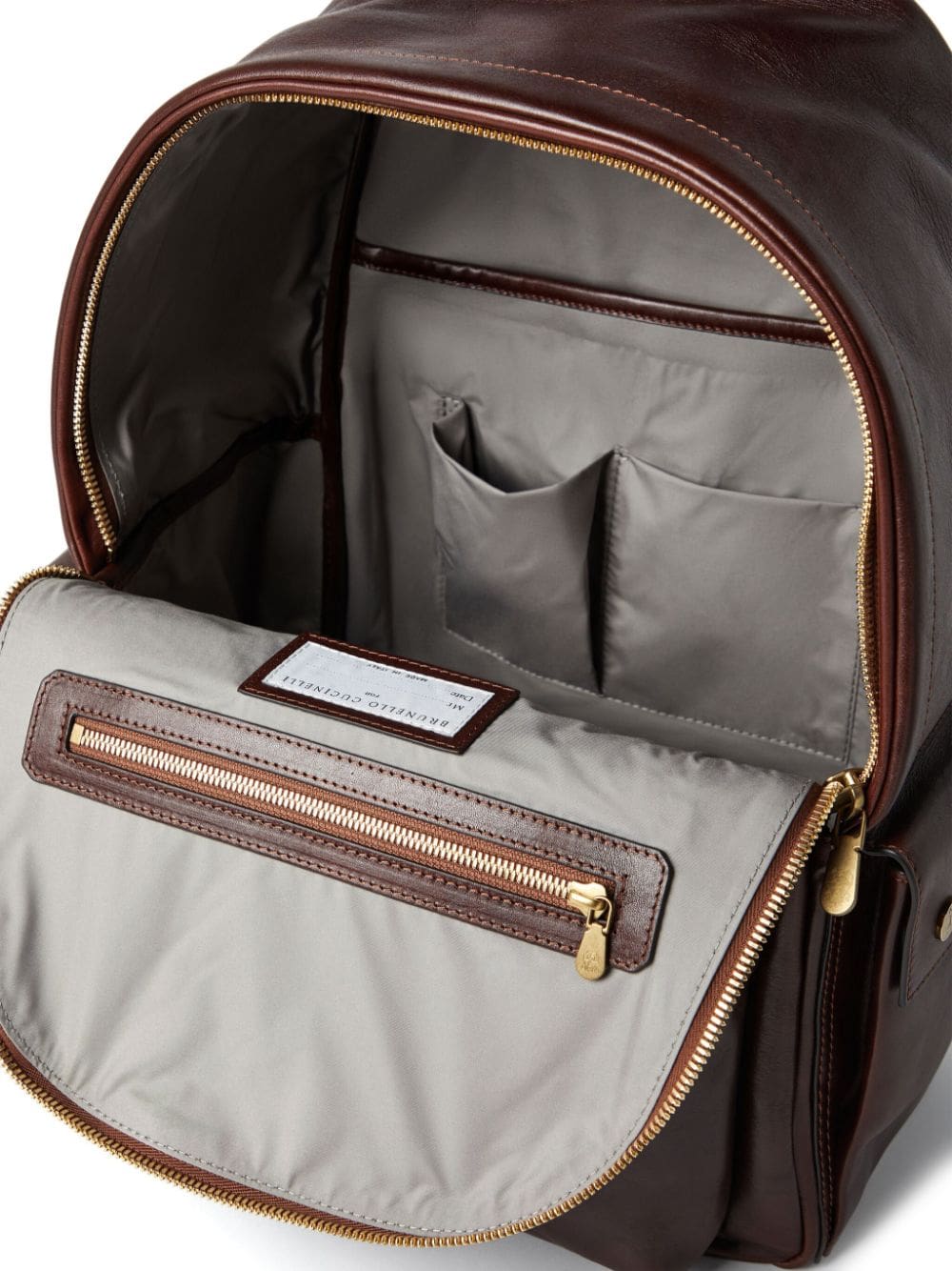 Brunello Cucinelli logo-print leather backpack - Image 5