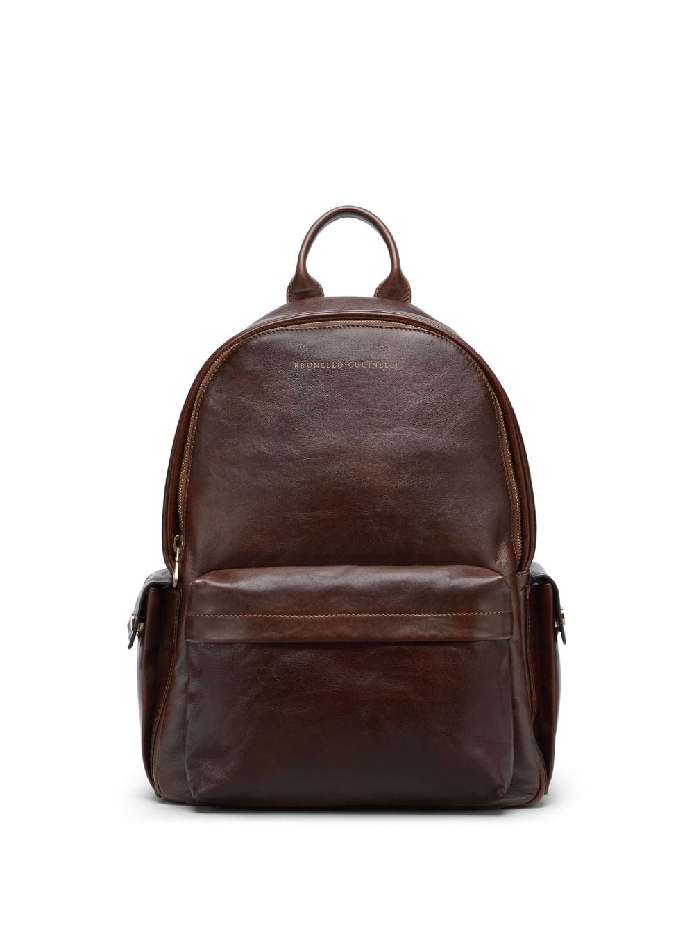 Brunello Cucinelli logo-print leather backpack