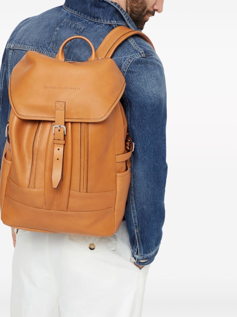 Brunello Cucinelli buckle-fastened leather backpack - Image 5