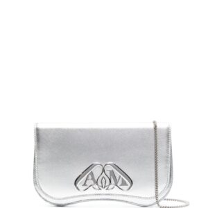 Alexander McQueen logo-plaque metallic clutch bag