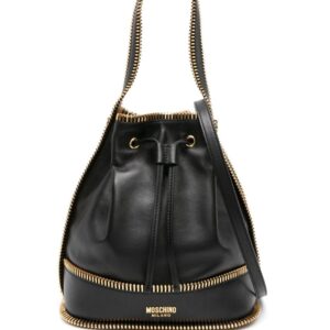 Moschino zip-trim leather bucket bag