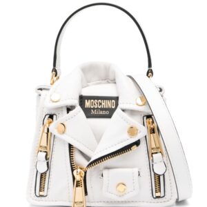 Moschino logo-patch leather tote bag