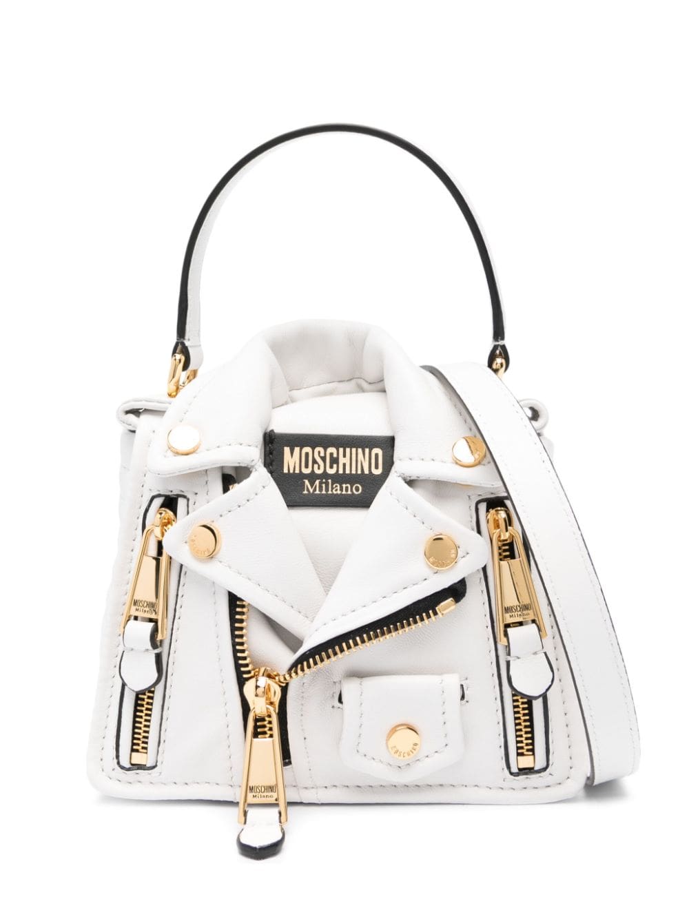 Moschino logo-patch leather tote bag
