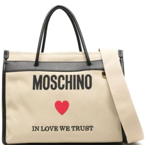 Moschino logo-embroidered canvas tote bag