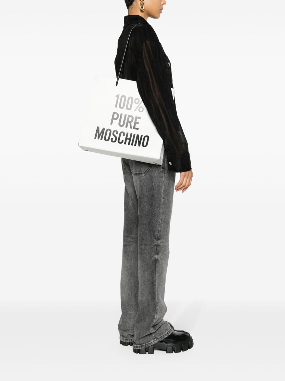 Moschino logo-print leather tote bag - Image 2