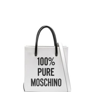 Moschino slogan-print leather tote bag