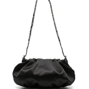 Moschino logo-lettering satin shoulder bag