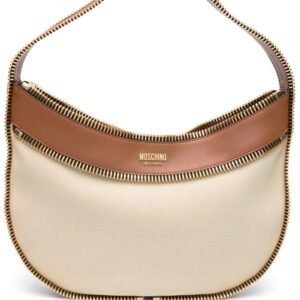 Moschino exposed-zip canvas shoulder bag