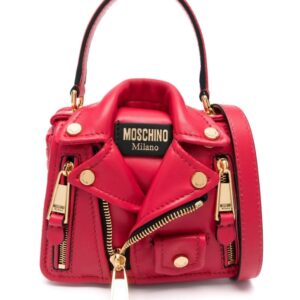 Moschino logo-patch leather tote bag