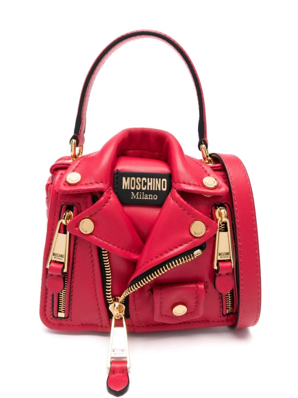 Moschino logo-patch leather tote bag