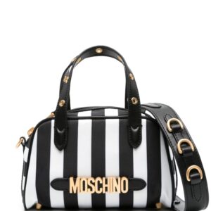 Moschino logo-lettering striped tote bag