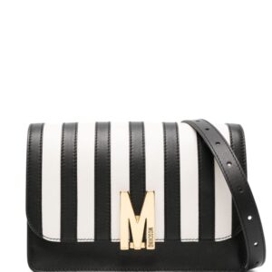 Moschino logo-buckle striped crossbody bag