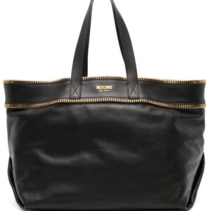Moschino zip-detail leather tote bag