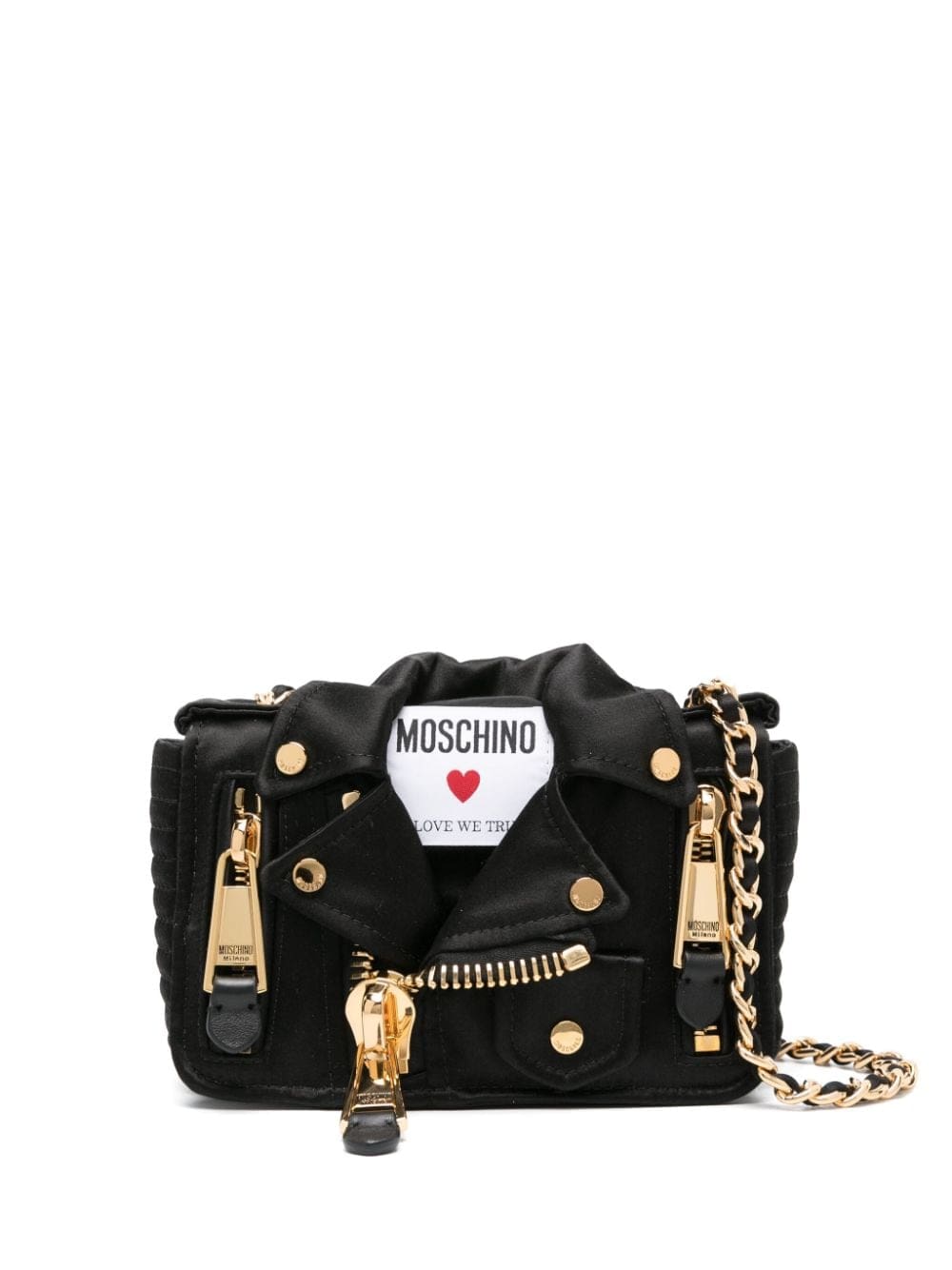 Moschino Biker satin crossbody bag