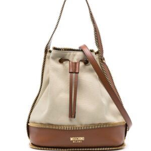 Moschino exposed-zip detail canvas bucket bag