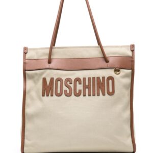 Moschino logo-patch canvas shoulder bag