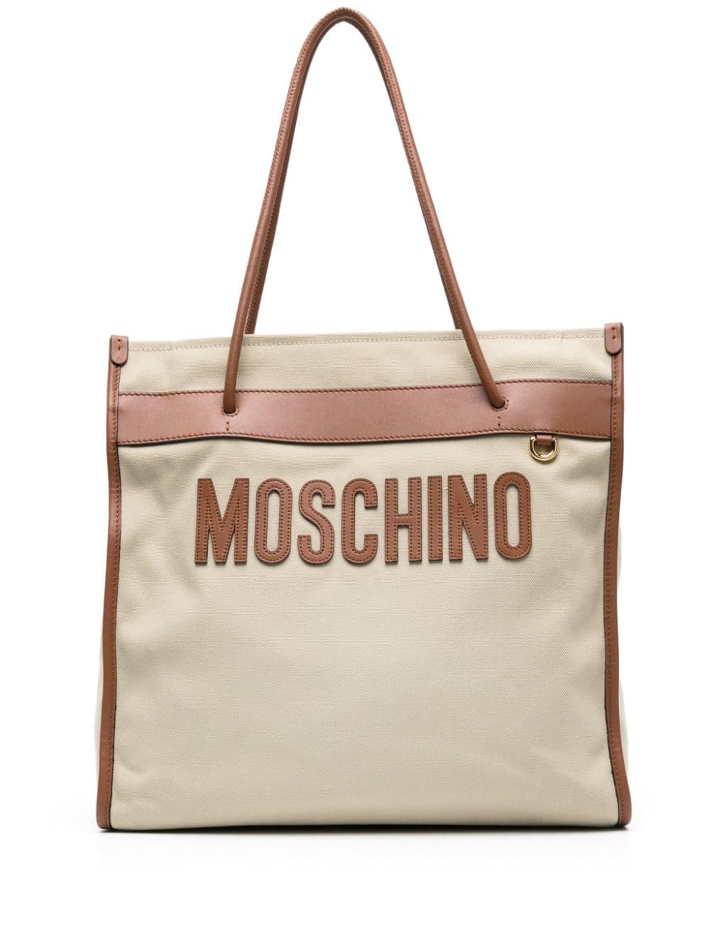 Moschino logo-patch canvas shoulder bag