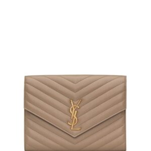 Saint Laurent logo-plaque quilted clutch bag