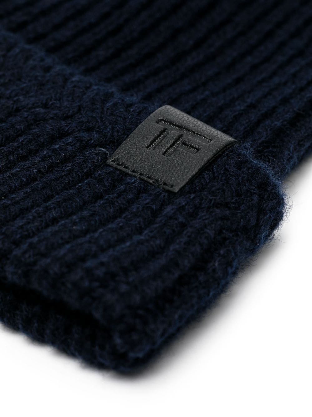 TOM FORD logo-patch ribbed-knit beanie - Image 2