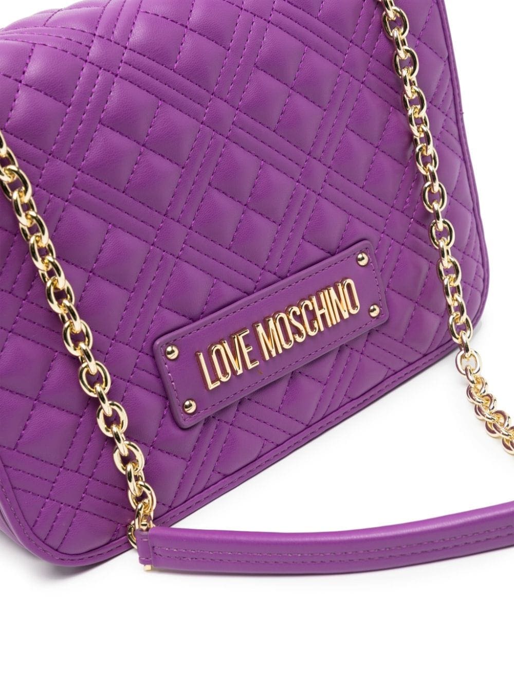 Love Moschino logo-plaque quilted shoulder bag - Image 4