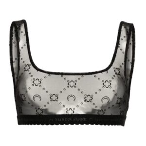 Marine Serre  Moonogram flocked tulle bralette