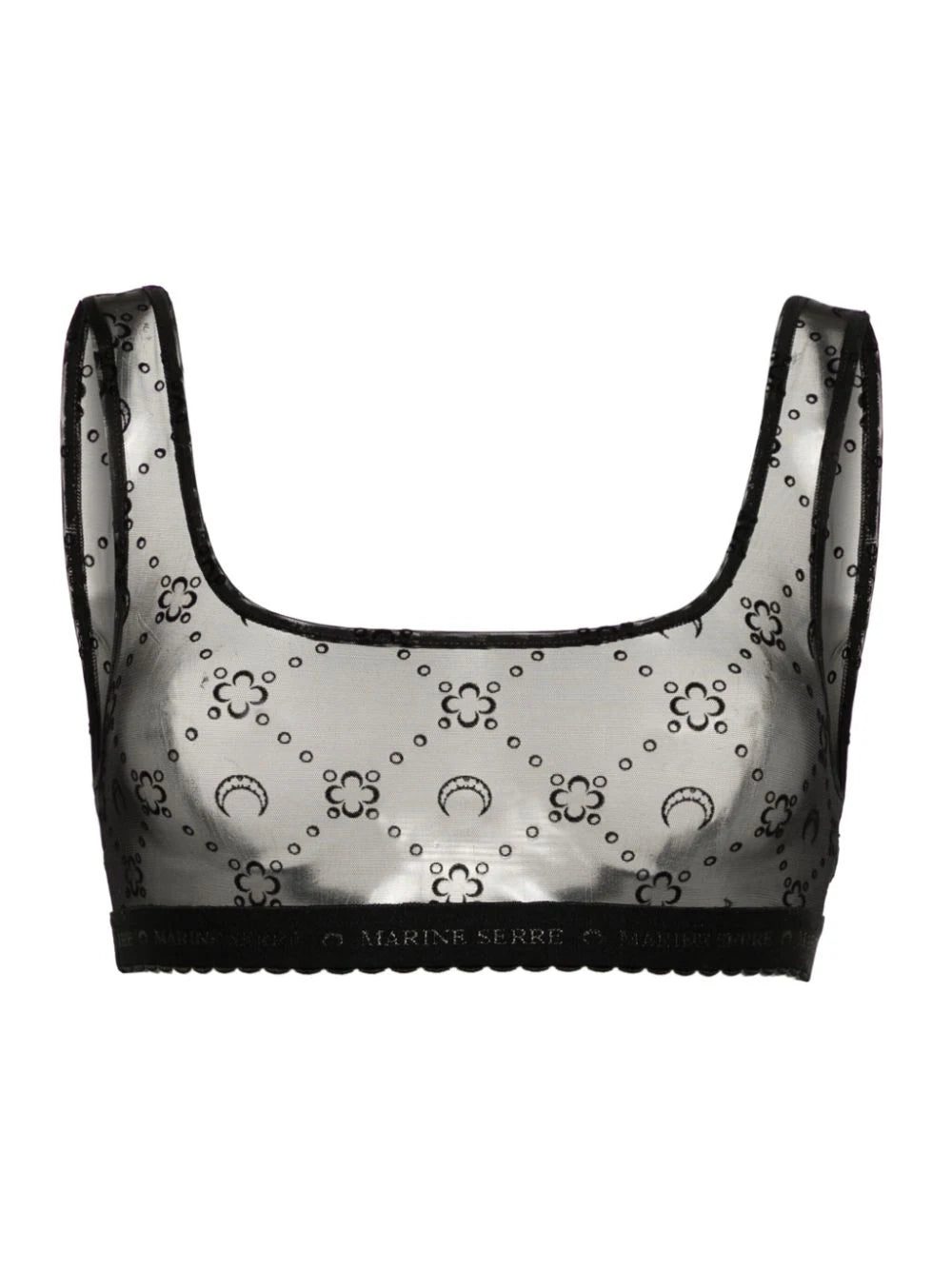 Marine Serre Moonogram flocked tulle bralette