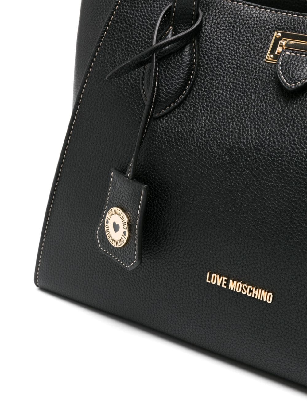 Love Moschino logo-lettering grained tote bag - Image 4