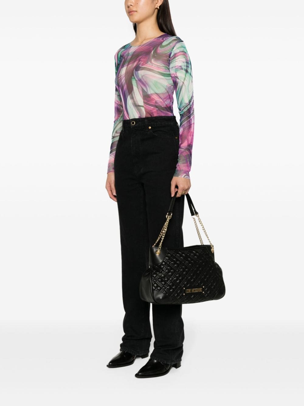 Love Moschino logo-plaque quilted tote bag - Image 2