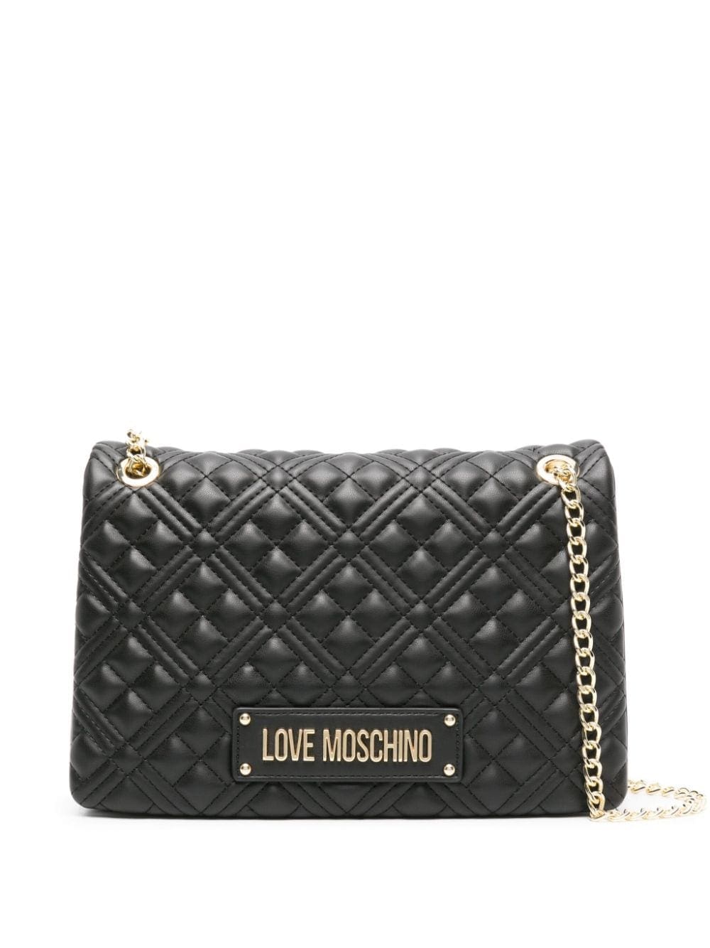 Love Moschino logo-plaque quilted shoulder bag