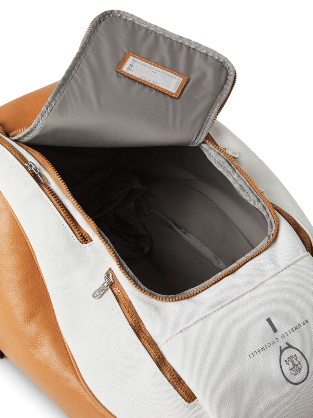 Brunello Cucinelli logo-print leather backpack - Image 3