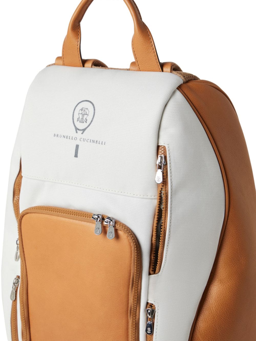 Brunello Cucinelli logo-print leather backpack - Image 2