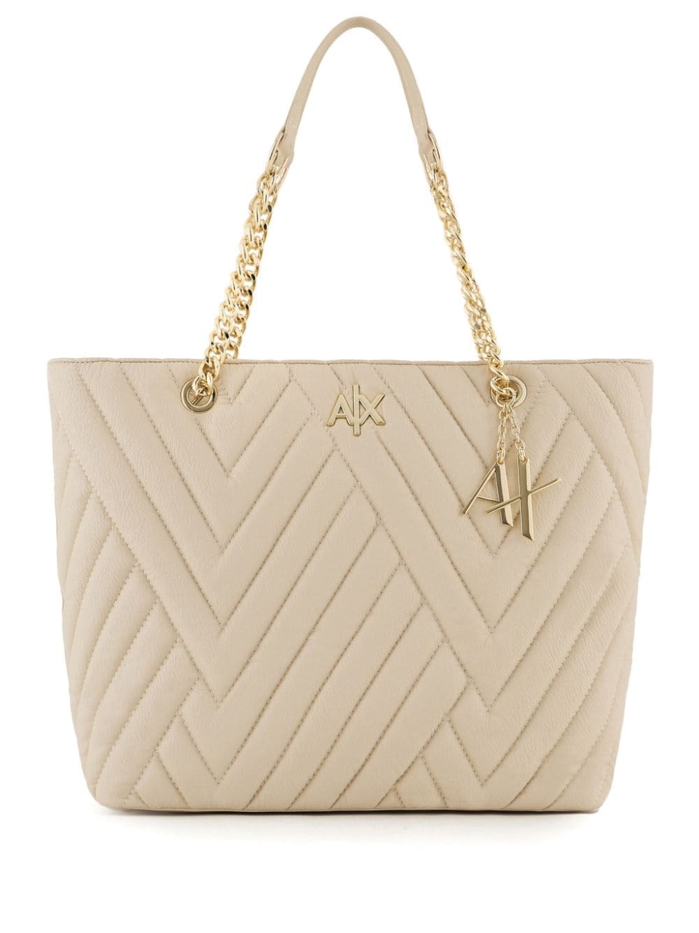 Armani Exchange logo-plaque quilted tote bag