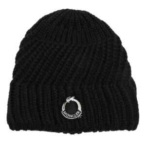 Moncler logo-patch ribbed beanie
