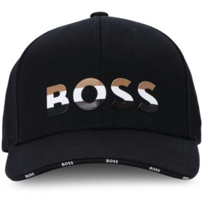 BOSS striped-logo cotton cap