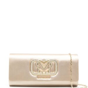 Love Moschino logo-plaque satin clutch bag