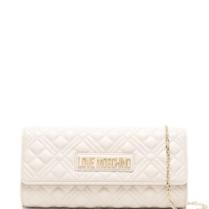 Love Moschino logo-lettering quilted clutch bag