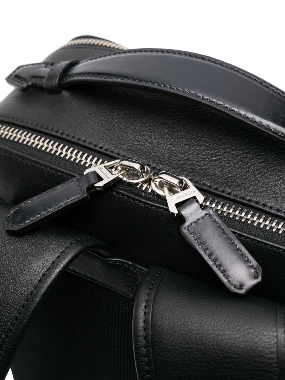 Santoni logo-debossed leather backpack - Image 4