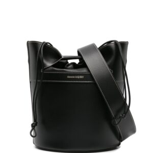 Alexander McQueen logo-stamp leather bucket bag