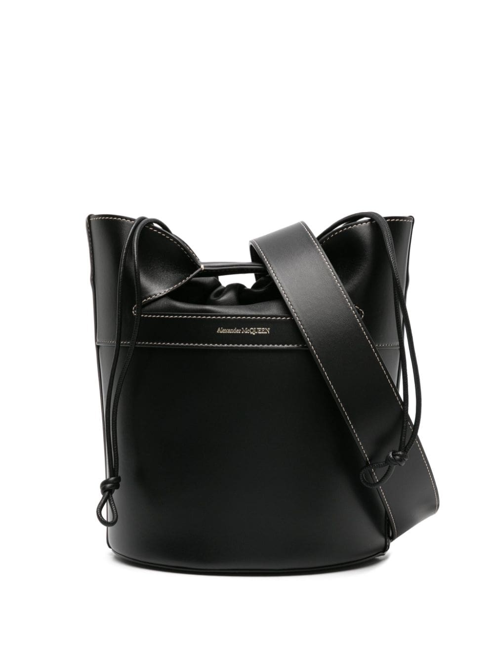 Alexander McQueen logo-stamp leather bucket bag