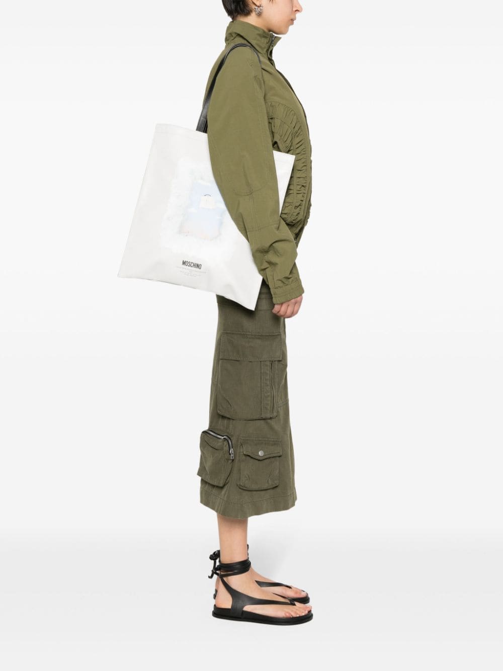 Moschino Cloud with Handle and Padlock-print shoulder bag - Image 2