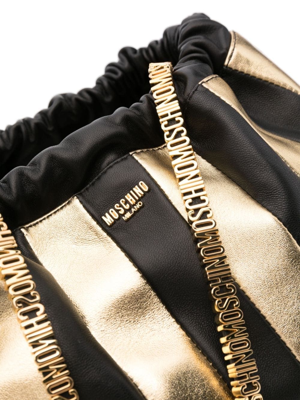 Moschino striped sheepskin bucket bag - Image 4