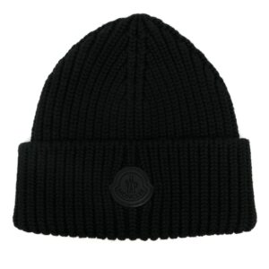 Moncler rubberised-logo knitted beanie